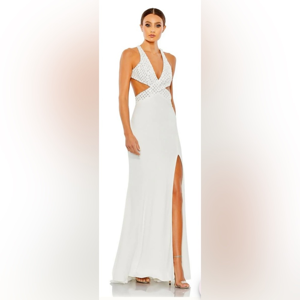 Mac Duggal White Strapless Gown STYLE 68166 SZ 8 NWT